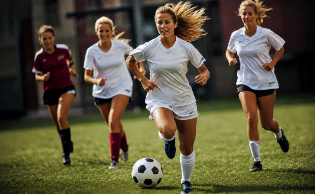 Jugadoras de la Liga F disputan el balón durante un partido de fútbol femenino, cuyas retransmisiones ofrecerán RTVE y DAZN.