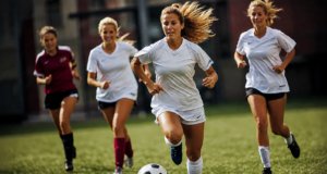Jugadoras de la Liga F disputan el balón durante un partido de fútbol femenino, cuyas retransmisiones ofrecerán RTVE y DAZN.