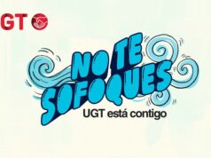 UGT propone medidas para proteger la salud laboral durante la menopausia Portada del protocolo de UGT sobre menopausia en el trabajo, con el lema «No te sofoques. UGT está contigo».